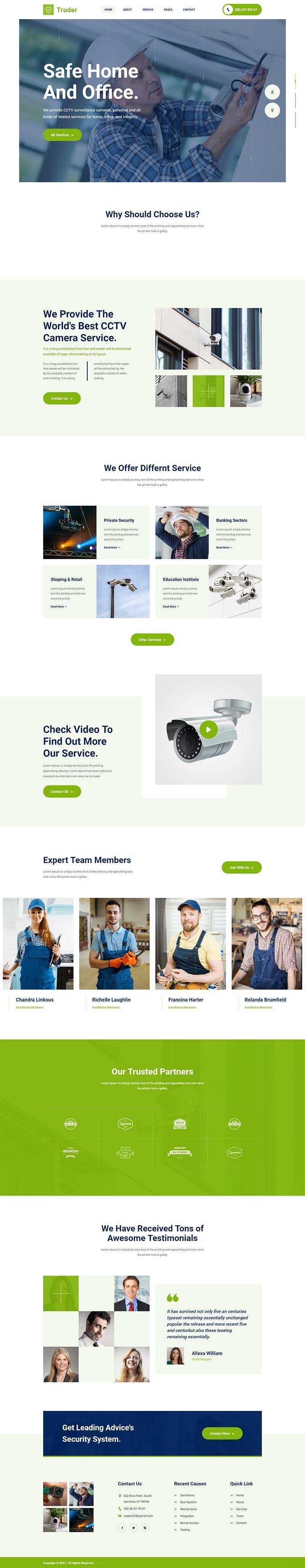 绿色风格视频监控安装安防公司网页模板 - 项目资源网