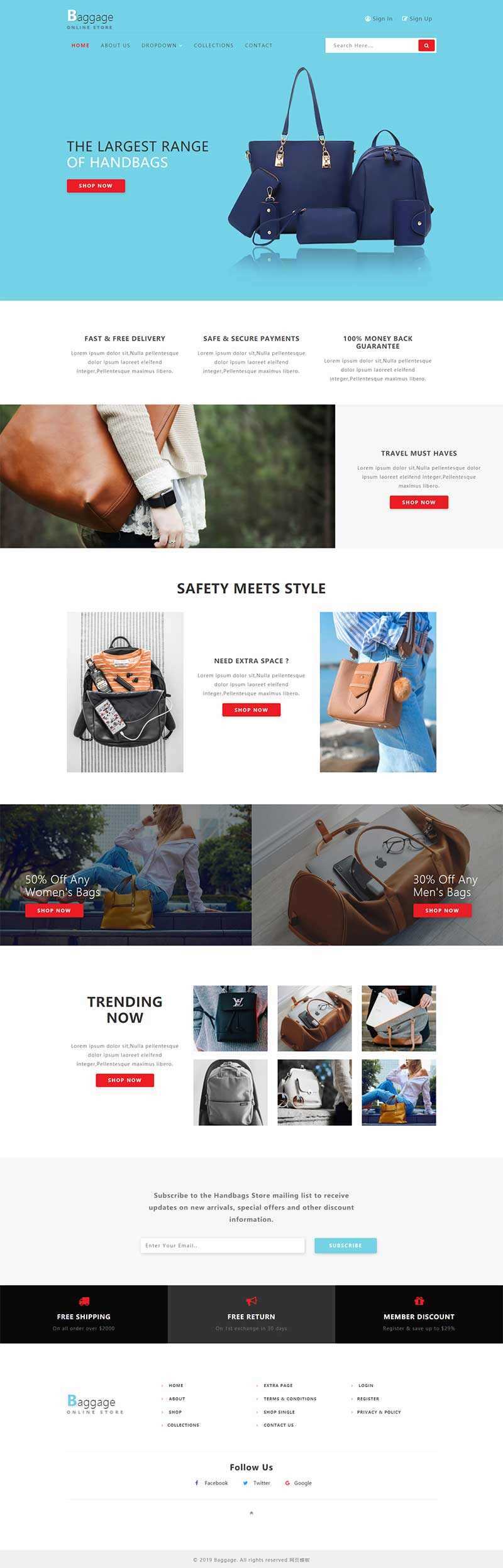 Bootstrap响应式箱包电子商务网站html模板 - 项目资源网