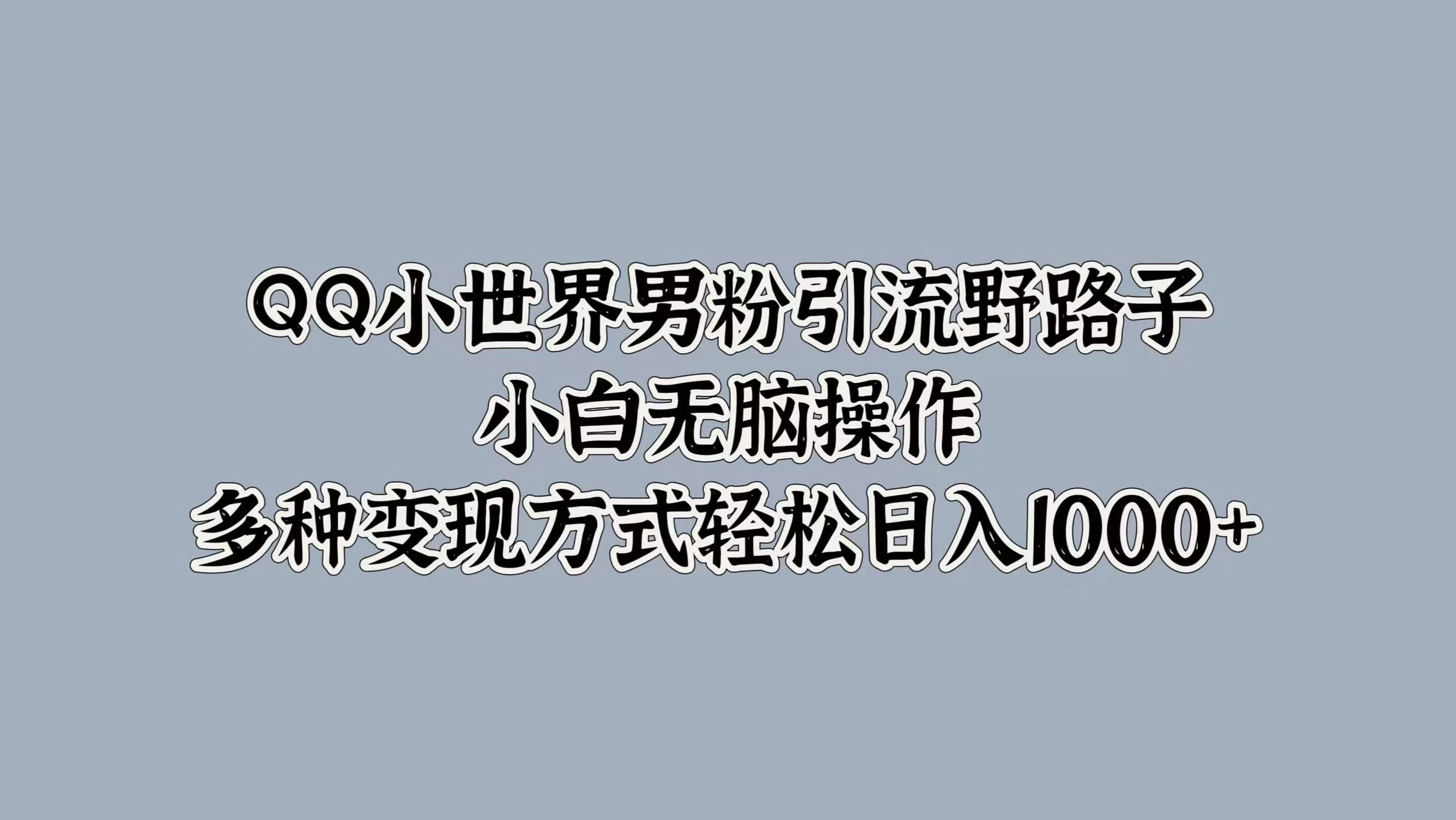 QQ小世界男粉引流野路子，小白无脑操作，多种变现方式轻松日入1000+ - 项目资源网
