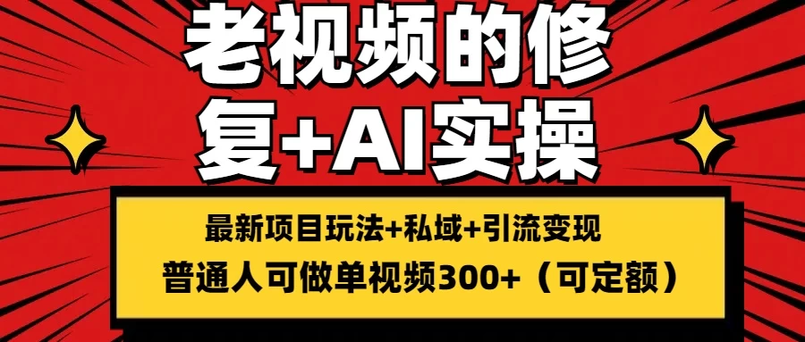 老视频的修复实操，单条收益300+，普通人可零基础 - 项目资源网