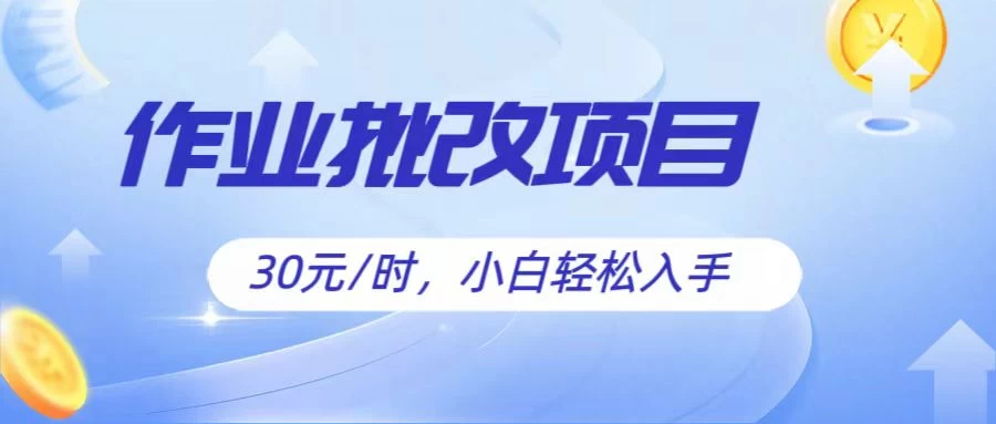 作业批改项目30元/时，小白轻松入手，非常的简单 - 项目资源网