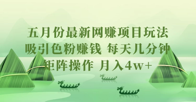 五月份最新网赚项目玩法，吸引色粉赚钱，每天几分钟，矩阵做号，月入4万+ - 项目资源网