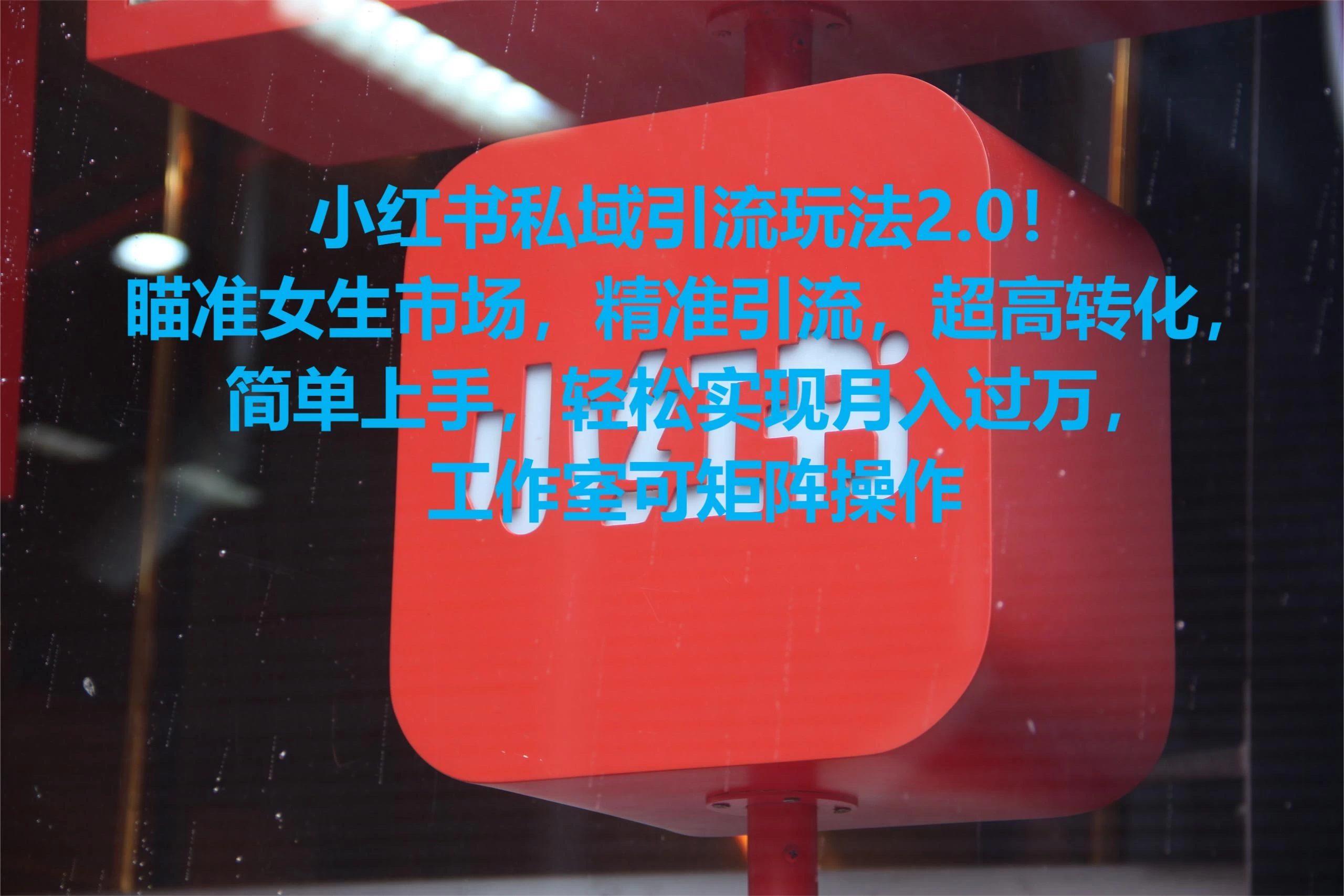 小红书私域引流玩法2.0!瞄准女生市场,精准引流,超高转化,简单上手,轻松实现月入过万,工作室可矩阵操作 - 项目资源网