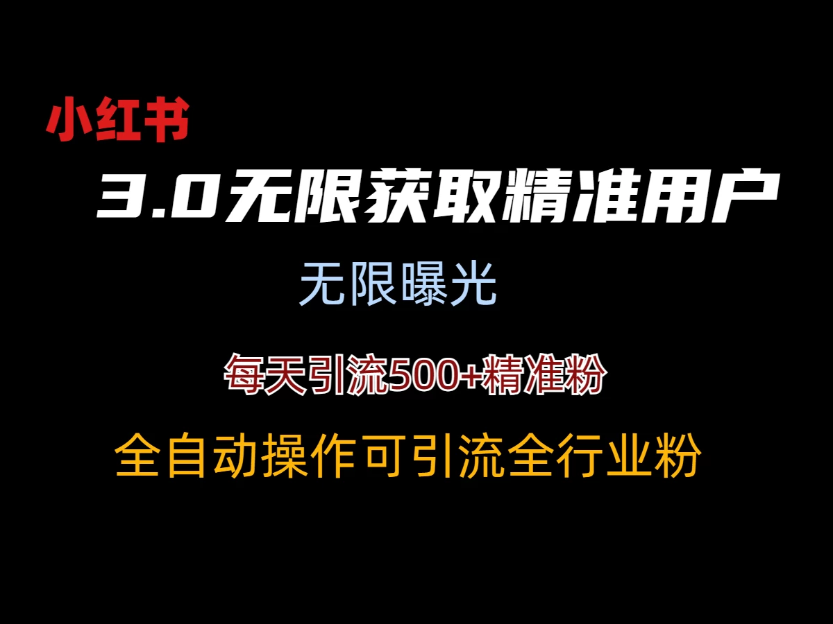 小红书3.0无限获取精准用户进行曝光引流 - 项目资源网