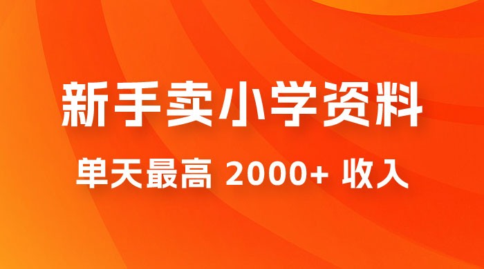 新手卖小学资料，单天最高 2000+ 收入，保姆级教程，详细拆解这套玩法 - 项目资源网