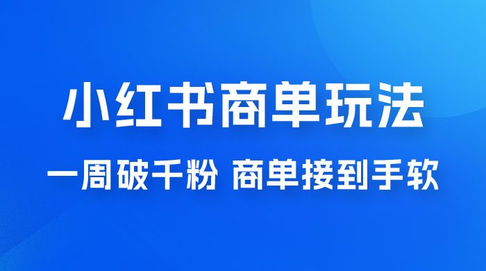 小红书商单蓝海玩法，一周破千粉，商单接到手软，一单 150-800 - 项目资源网